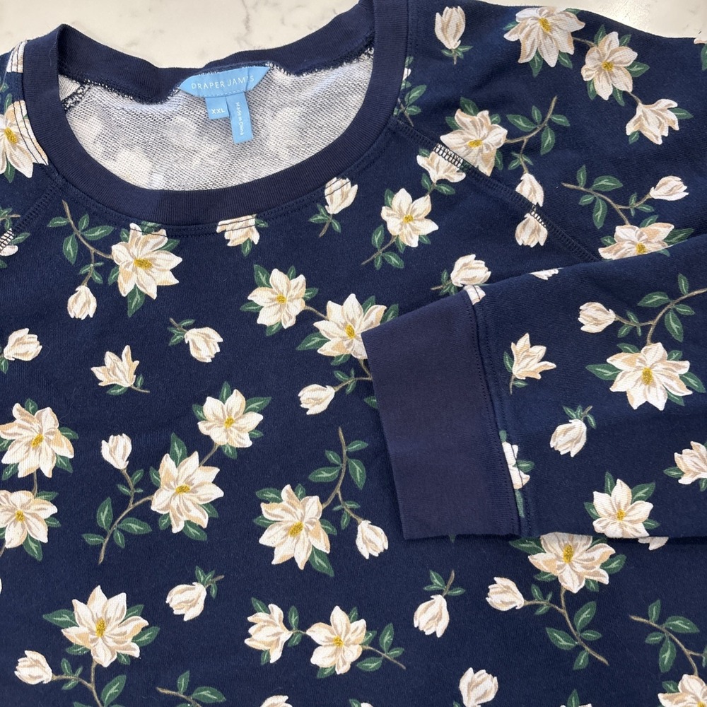 Draper James Sweatshirt‎ Dress Navy White Floral Comfort Cottagecore Women 2XL